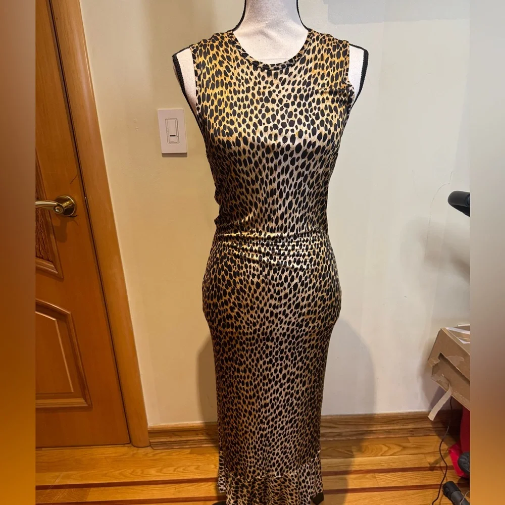 Dolce & Gabbana leopard print stretch pencil dress 46 USA Sz 10 - Picture 14 of 16